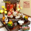 Bộ Bàn Thờ Thần Tài Mái Chùa Đồ Thờ Bạch Ngọc Kim Sen HD999425 - Hình ảnh 2